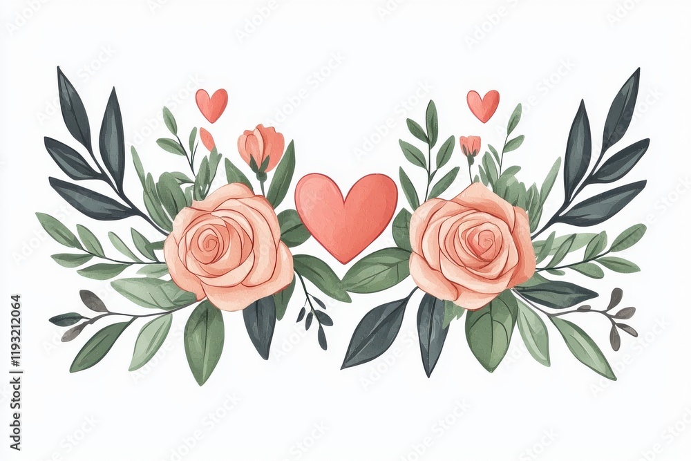 Red roses and hearts captivating floral frame clipart design Red roses and hearts captivating floral frame clipart design