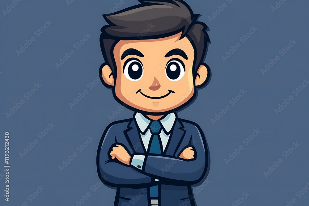 Cute Confident Businessman Cartoon Illustration