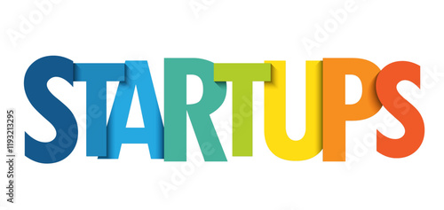 STARTUPS colourful vector typography banner
