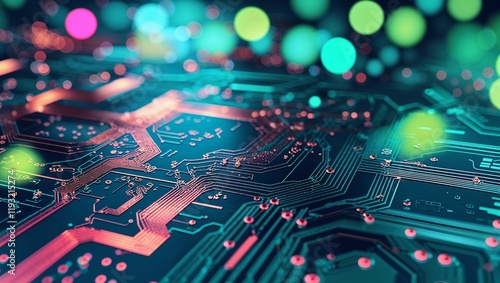 Vibrant high tech abstract background showcasing intricate geometric patterns and bold color gradients for design projects