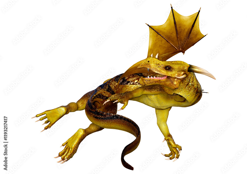 Obraz premium 3D Rendering Fairy Tale Dragon on White