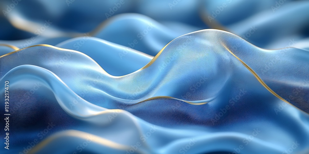 Obraz premium Blue silk waves, elegant texture, abstract background, design element