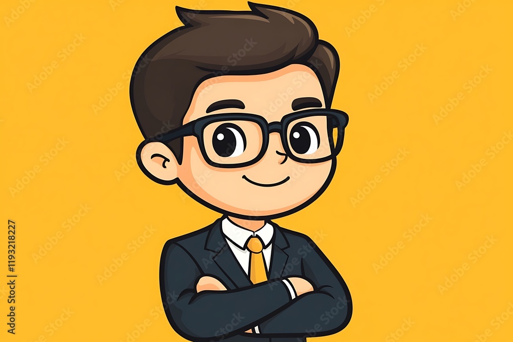 Cute Cartoon Business Leader in Suit Cute Cartoon Business Leader in Suit