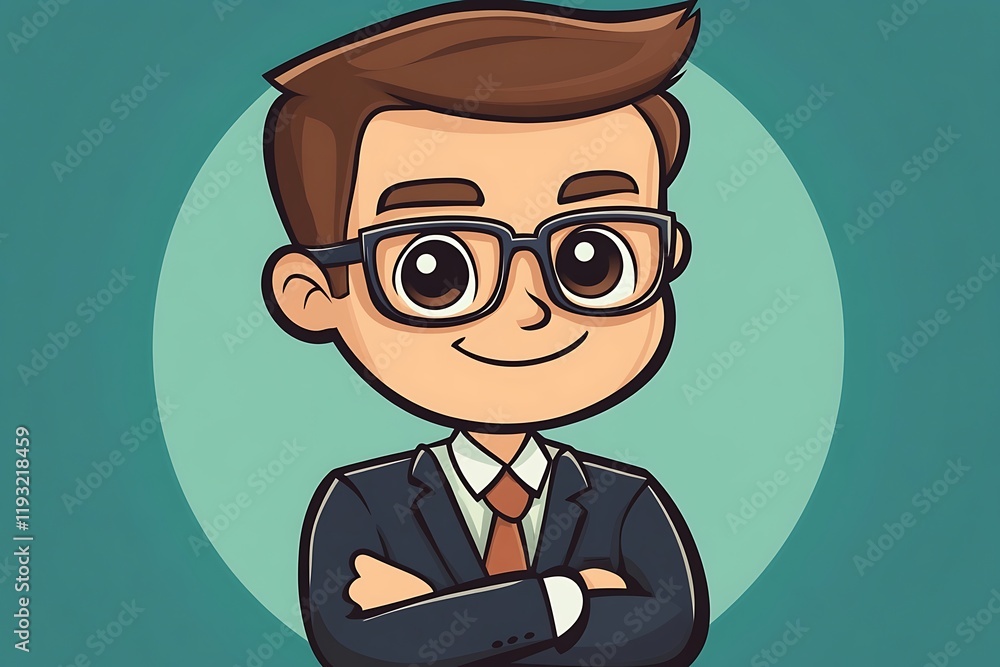Friendly Cartoon Businessman in Suit and Tie Friendly Cartoon Businessman in Suit and Tie
