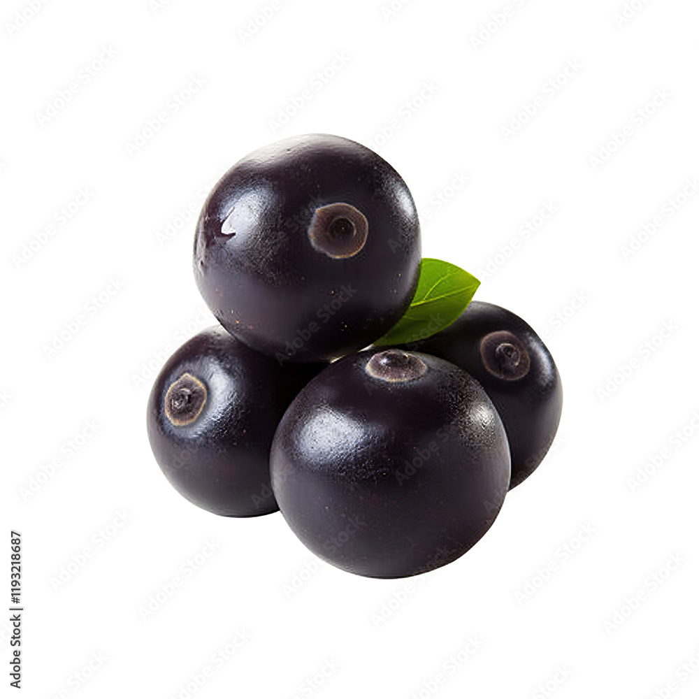Dark and Luscious: A cluster of plump, deep purple acai berries, glistening with a vibrant hue, are arranged with delicate green leaves. Dark and Luscious: A cluster of plump, deep purple acai berries, glistening with a vibrant hue, are arranged with delicate green leaves.