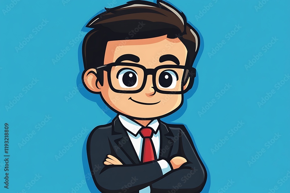 Cartoon Businessman, Confident and Smart Cartoon Businessman, Confident and Smart