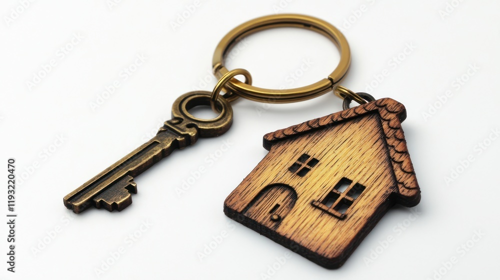 House-Shaped Wooden Keychain