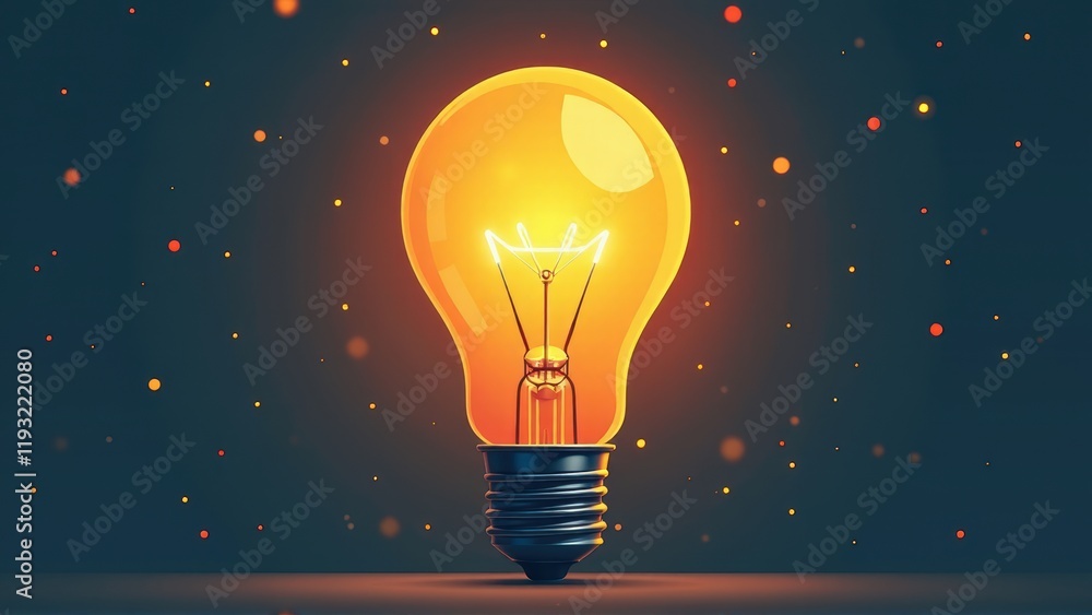 Glowing Light Bulb, Idea Concept Glowing Light Bulb, Idea Concept