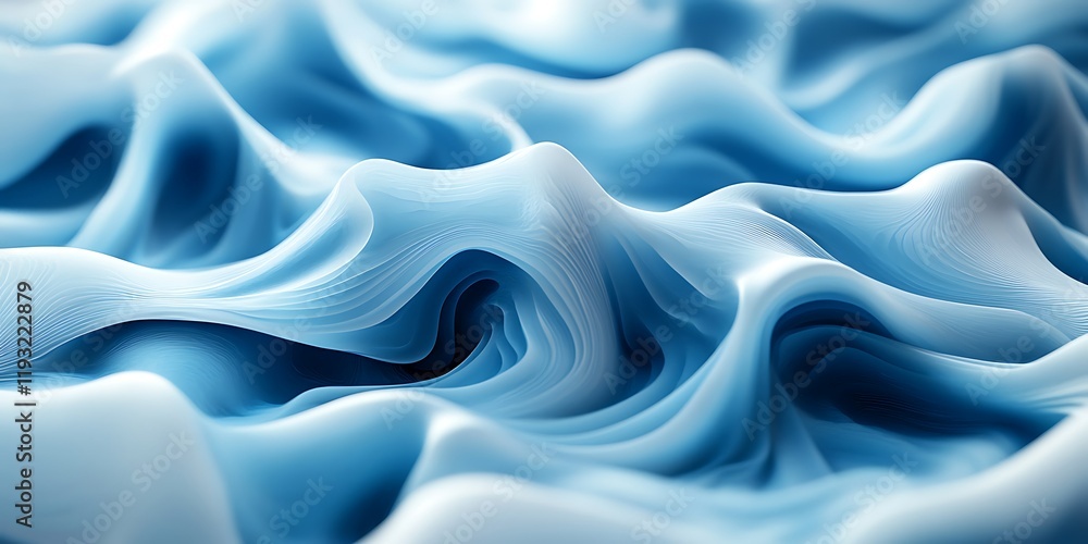 Obraz premium Abstract blue wave texture, flowing design, digital art, background