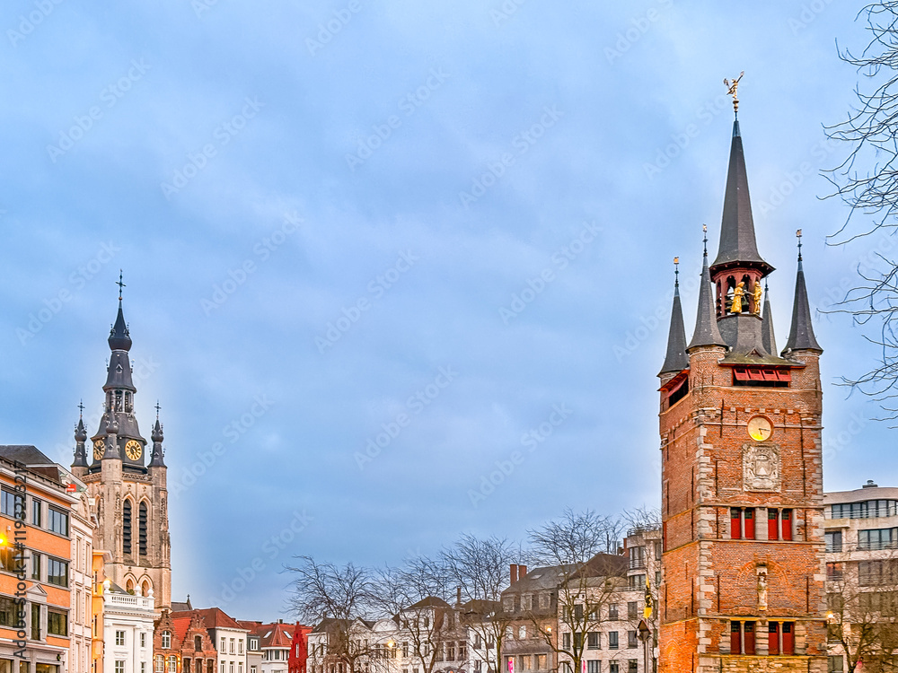 Fototapeta premium Street view of downtown Kortrijk, Belgium