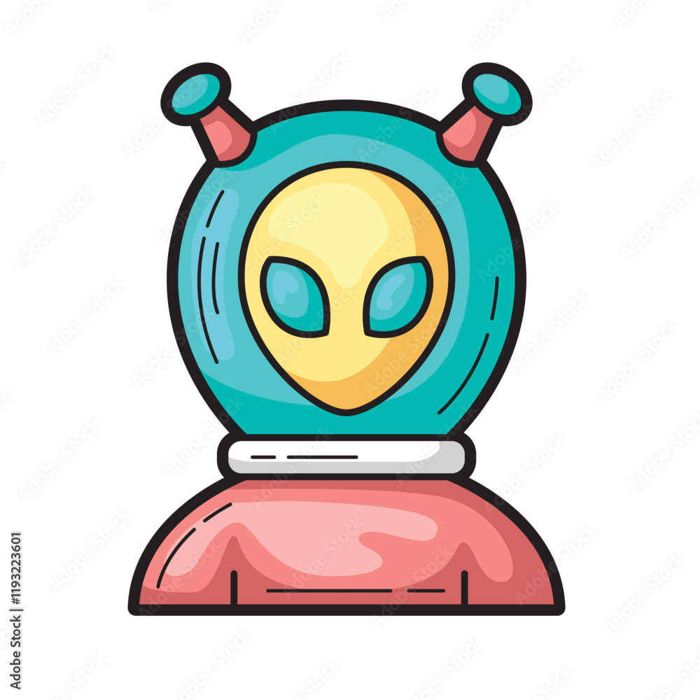 Obraz premium Friendly alien in a spacesuit and helmet. Suitable for children's books, space themed designs, and science fiction projects