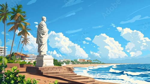 Gandhi Statue Pondicherry India July 15 2023 Professional Image Usage
