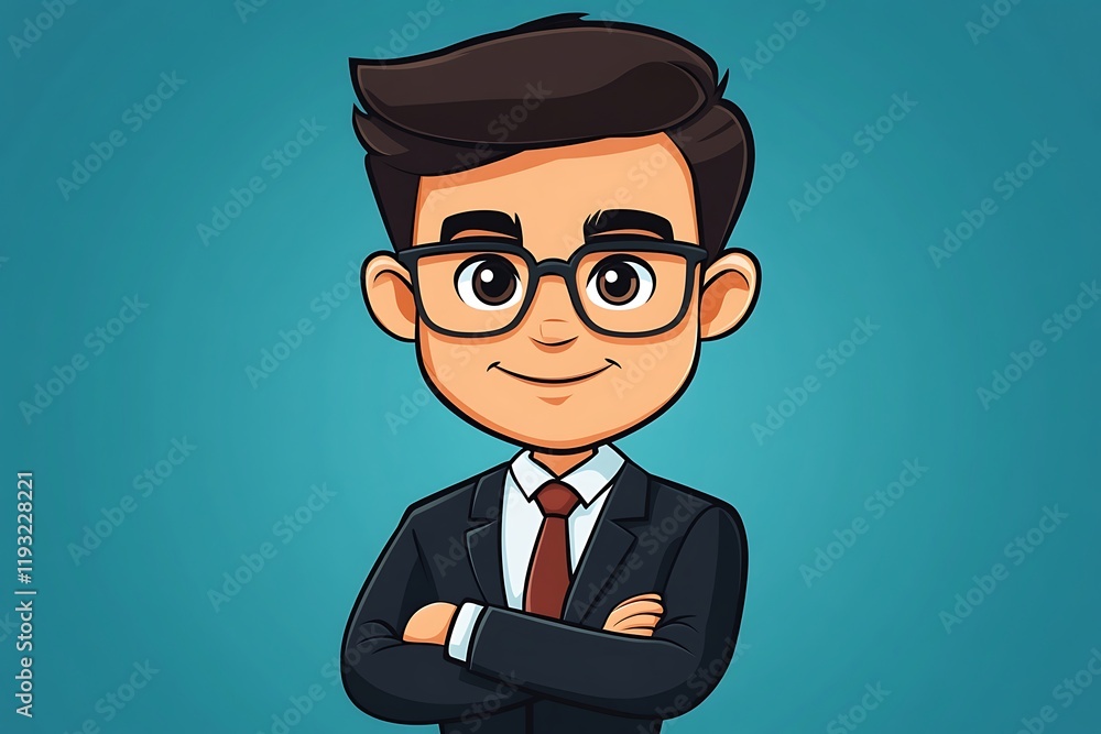 Smiling Cartoon Businessman in Suit with Glasses1 Smiling Cartoon Businessman in Suit with Glasses1
