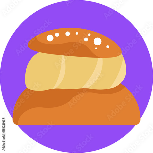 A Semla is a festive, sweet pastry typically served during Mardi Gras, featuring a fluffy bun, creamy filling, and a hint of almond flavor.