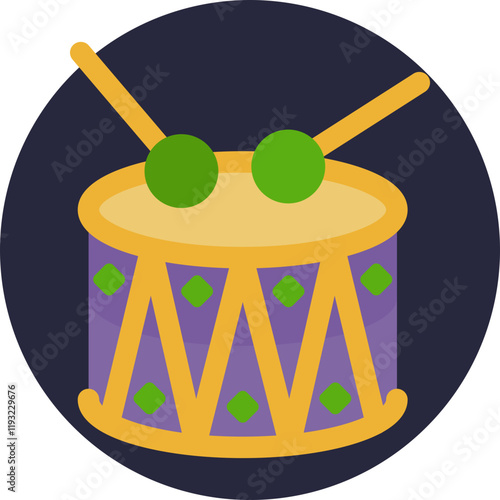 A drum that beats to the vibrant and energetic rhythms of Mardi Gras, setting the pace for the celebration.