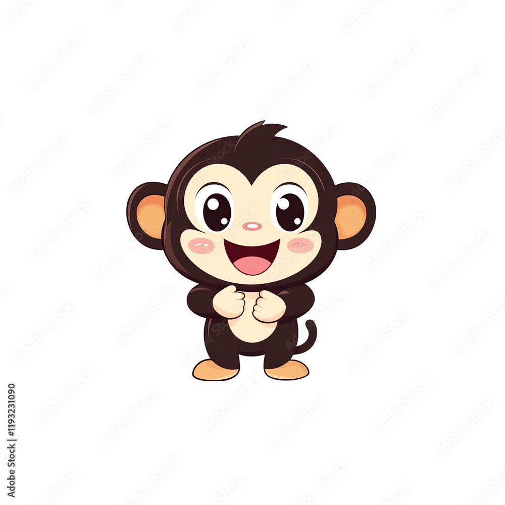 Fototapeta premium Playful cartoon monkey character illustration fun environment cheerful atmosphere kids design concept