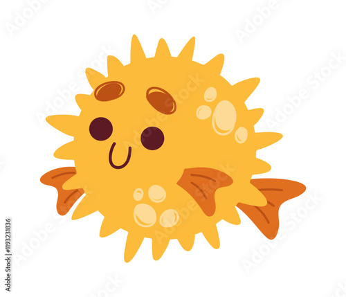 Porcupine fish marine creature character