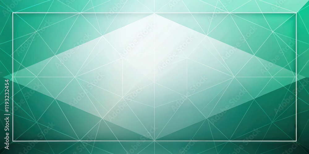 Fototapeta premium Abstract Geometric Teal and White Background with Central Frame
