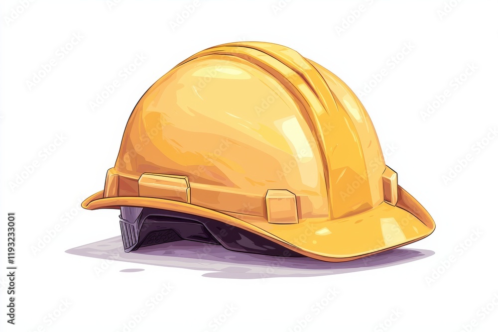 Fototapeta premium Digital flat view construction logo design & hard hat illustration
