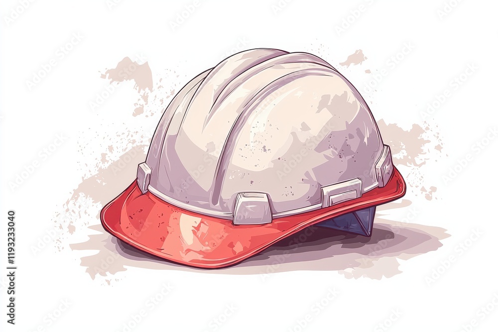 Fototapeta premium Iconic construction logo design with hard hat in flat style