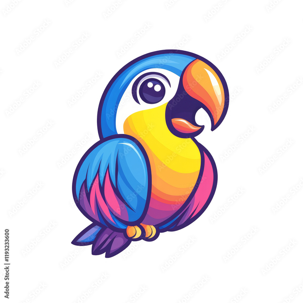 Obraz premium Colorful cartoon toucan bird vibrant jungle scene digital art playful environment close-up view wildlife concept