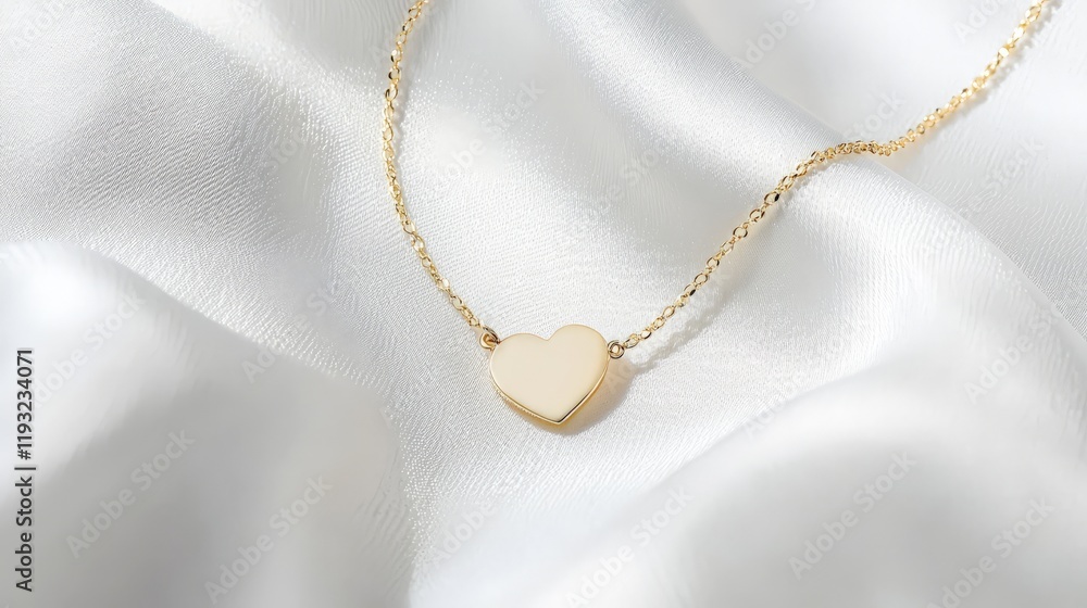 Valentine's Day: Celebrating Affection and Meaningful Connections, A delicate gold heart necklace resting on soft, shimmering fabric.
