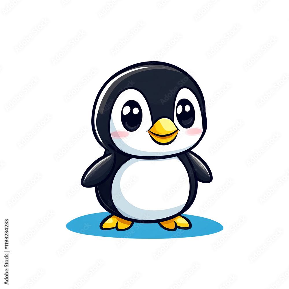 Obraz premium Cute penguin character digital illustration whimsical art cartoon style playful environment child-friendly concept