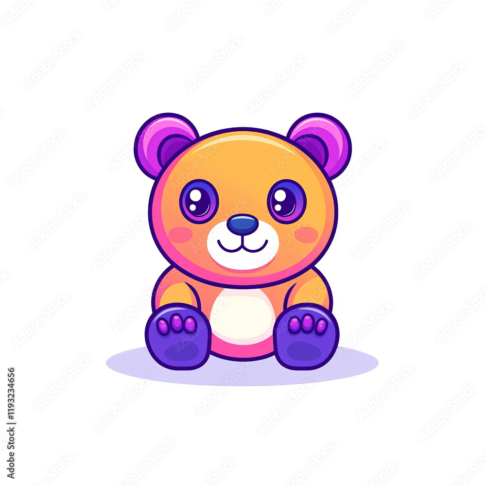 Fototapeta premium Playful cartoon bear illustration digital art colorful environment fun viewpoint whimsical concept