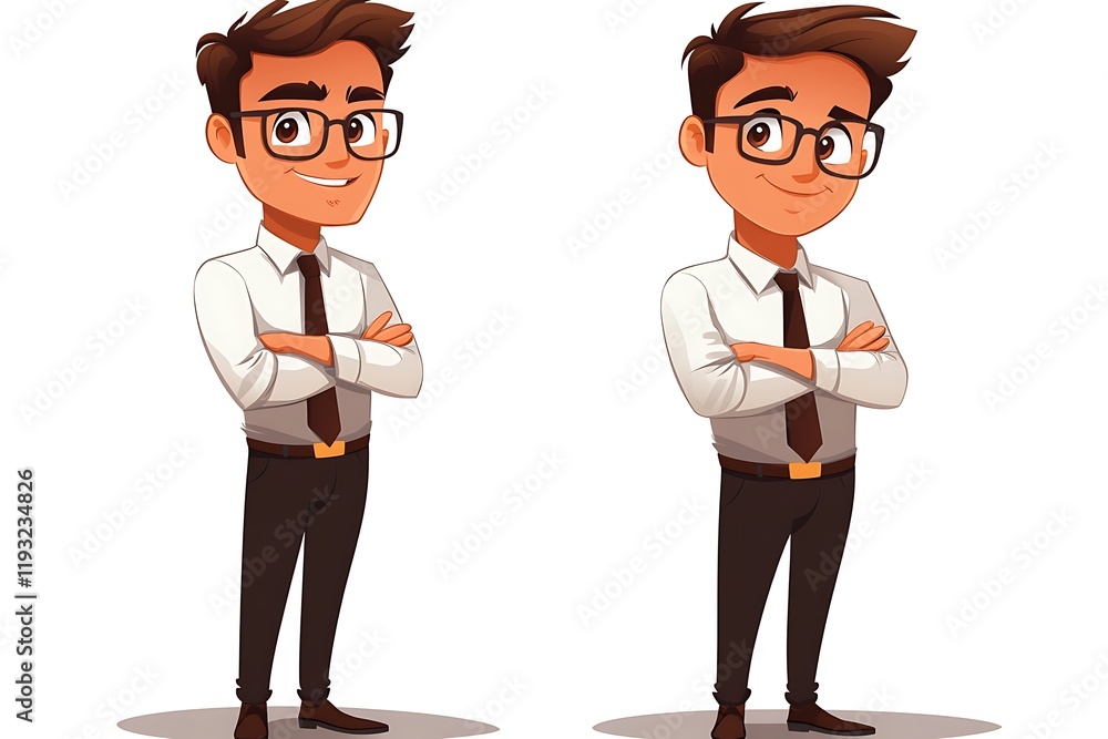 Friendly Cartoon Businessman Glasses Avatar Friendly Cartoon Businessman Glasses Avatar