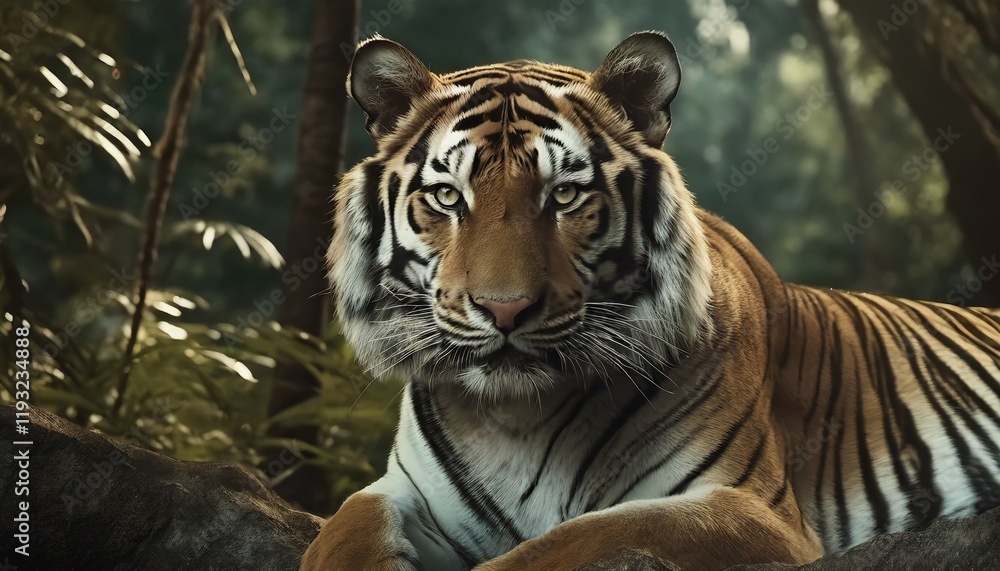 Obraz premium Close-up Portrait of a Cool Fierce Tiger in the Jungle