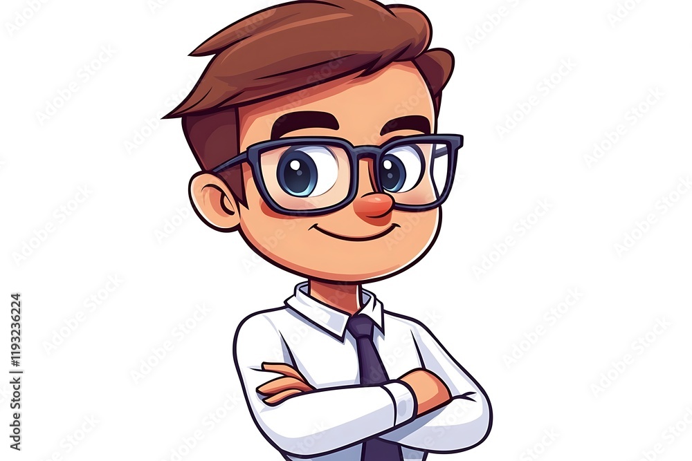 Smiling Confident Businessman Cartoon Character