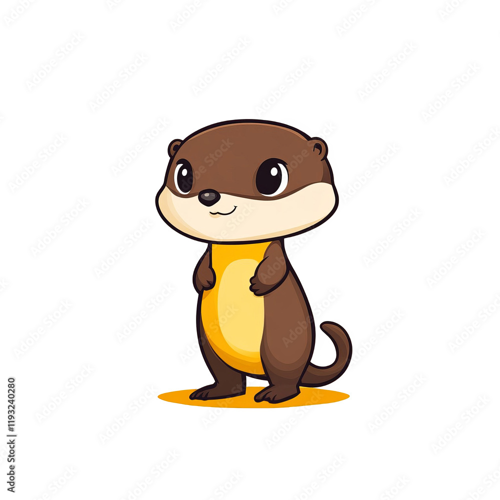 Fototapeta premium Playful cartoon otter character digital art whimsical style vibrant colors front view fun concept