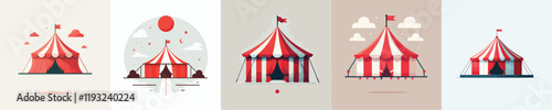 beautiful vector set of circus tents
