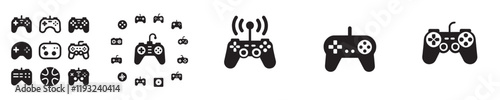 vector set of silhouette joystick icons