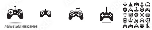 vector set of silhouette joystick icons