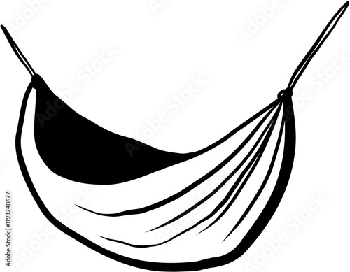 Camping. Hand drawn doodle sketch vector isolated. Hammock 