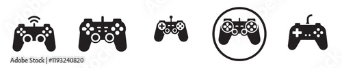 vector set of silhouette joystick icons