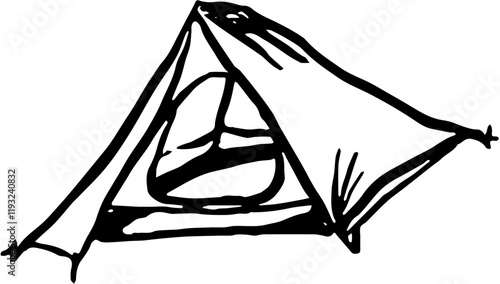 Camping. Hand drawn doodle sketch vector isolated. Tent.