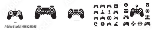vector set of silhouette joystick icons