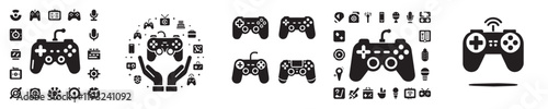 vector set of silhouette joystick icons