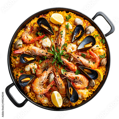 Quadro su tela seafood paella isolated die cut