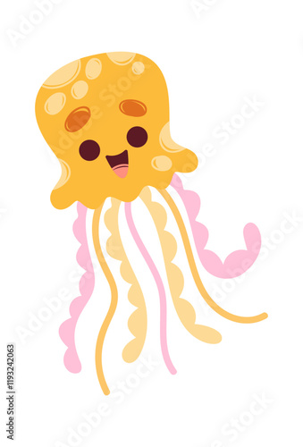 Cute amazing jellyfish cartoon character