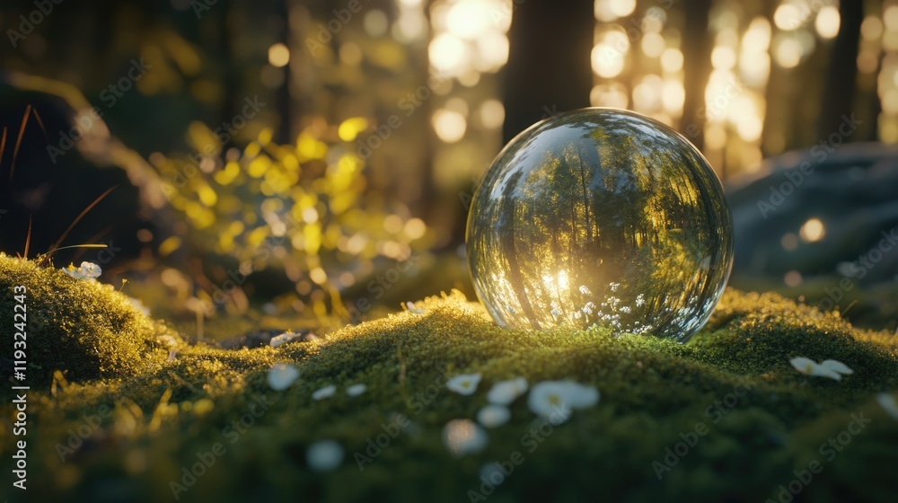 Mystical Globe of Wisdom Amidst Enchanted Forest Mystical Globe of Wisdom Amidst Enchanted Forest