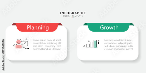 Business infographic template. 2 Step timeline journey. Process diagram, 2 options on white background, Infograph elements vector illustration.