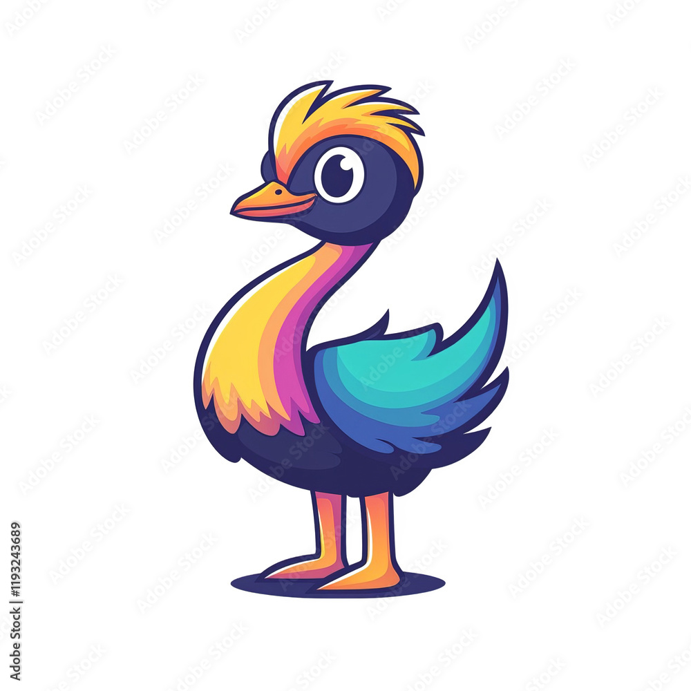 Fototapeta premium Colorful cartoon duck character digital art whimsical style vibrant environment playful concept