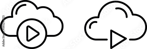 "Cloud Play Icon Representing Streaming, Digital Media, and Cloud-Based Entertainment for Online Content Access and Media Sharing"
