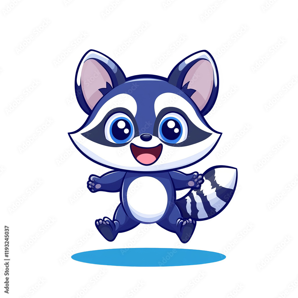 Obraz premium Cute cartoon raccoon character whimsical setting digital illustration playful environment joyful perspective fun concept