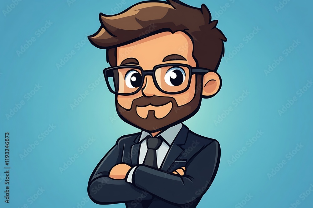 Happy Businessman in Suit with Glasses Happy Businessman in Suit with Glasses