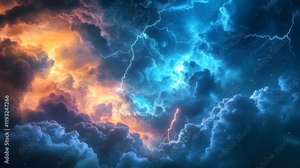Dramatic Cloudscape with Vivid Lightning Strikes Dramatic Cloudscape with Vivid Lightning Strikes