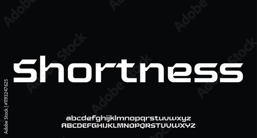 Shortness, Modern minimal abstract alphabet fonts. Typography technology, electronic, movie, digital, music, future, logo creative font. vector illustration
